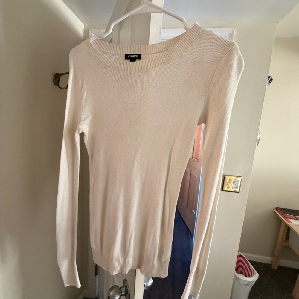 Express Women's Cream Crew Neck Sweater